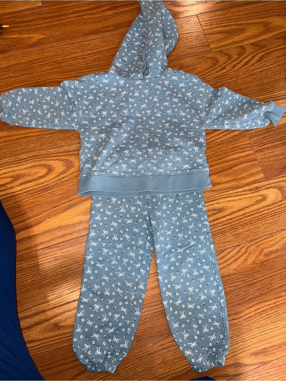 Blue Floral Bow sweat Set - Hoodie & Joggers
